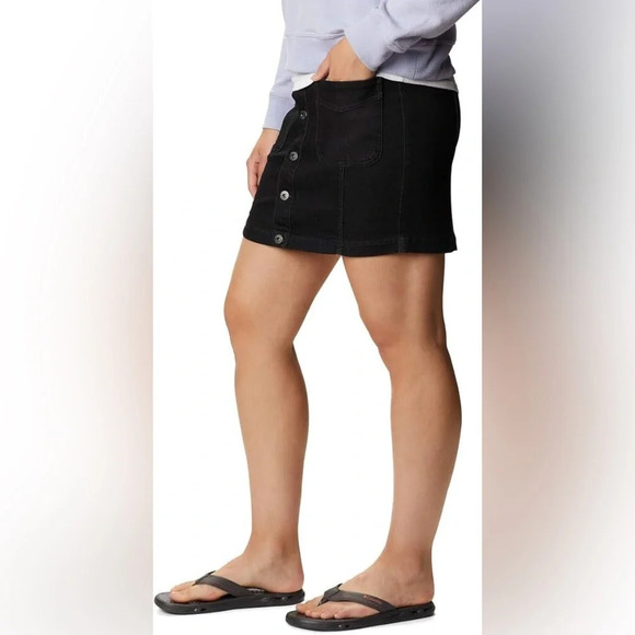 Columbia  Women’s Black Denim Button-Front Skirt - Size 8 - Picture 3 of 12